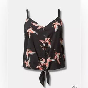 Torrid Challis Button Down Tie Front Crop Size 2